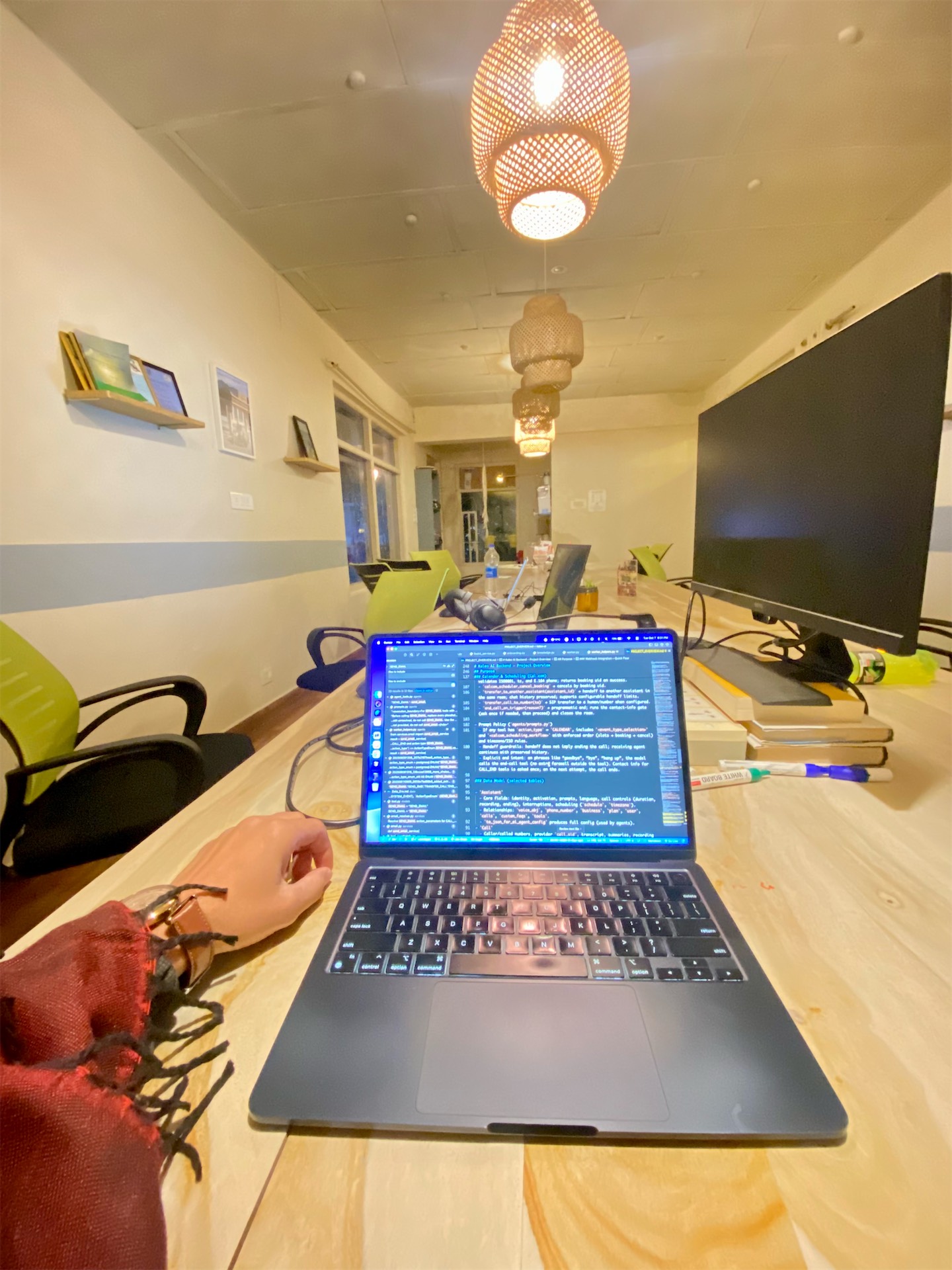 Coding setup at coworking space