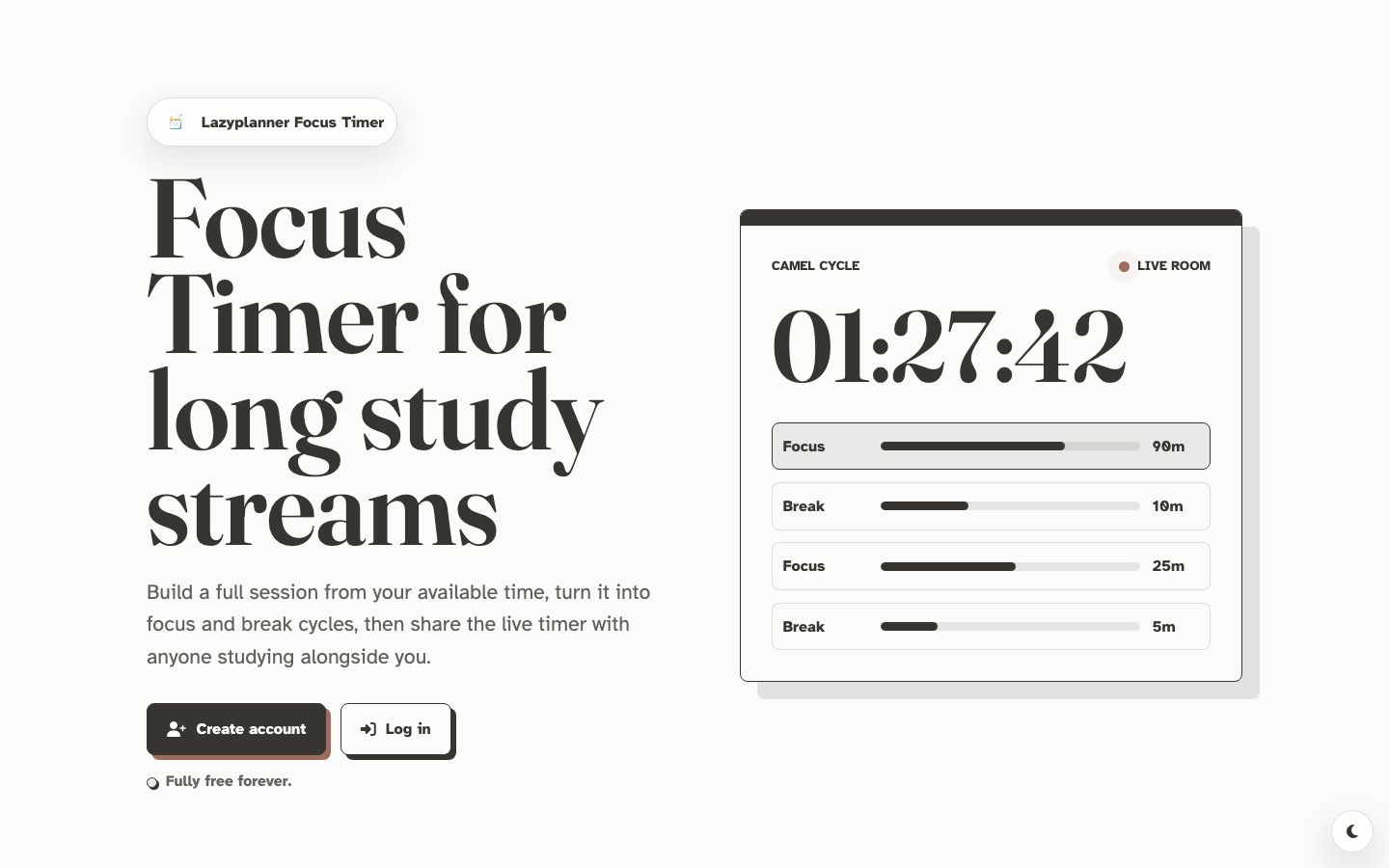 LazyPlanner Focus Timer landing page preview