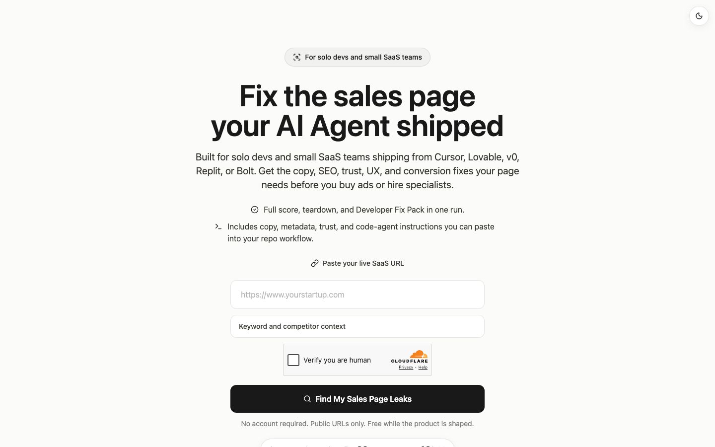 Landing Auditor SaaS audit product preview